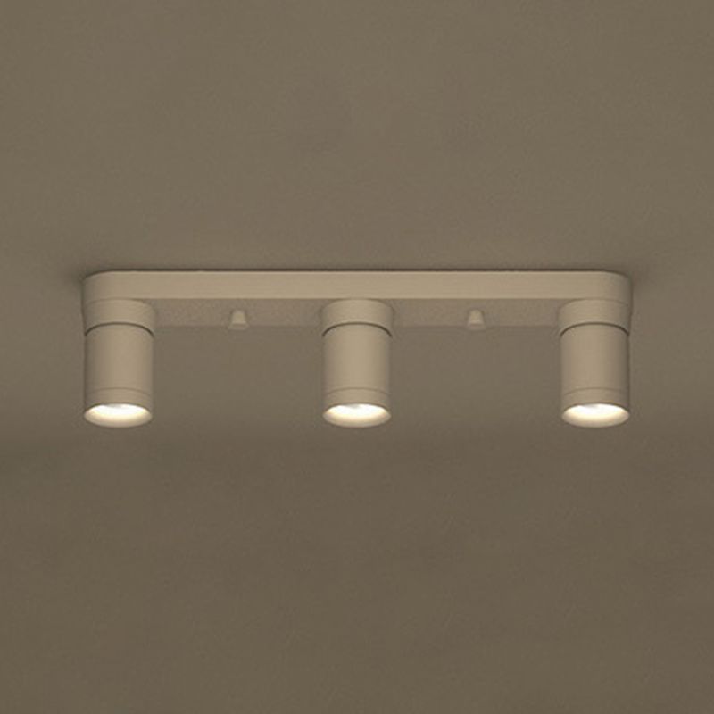 Cylinder Shape Flush Ceiling Lights Modern Style Metal 3 Light Flush Mount in Black/White