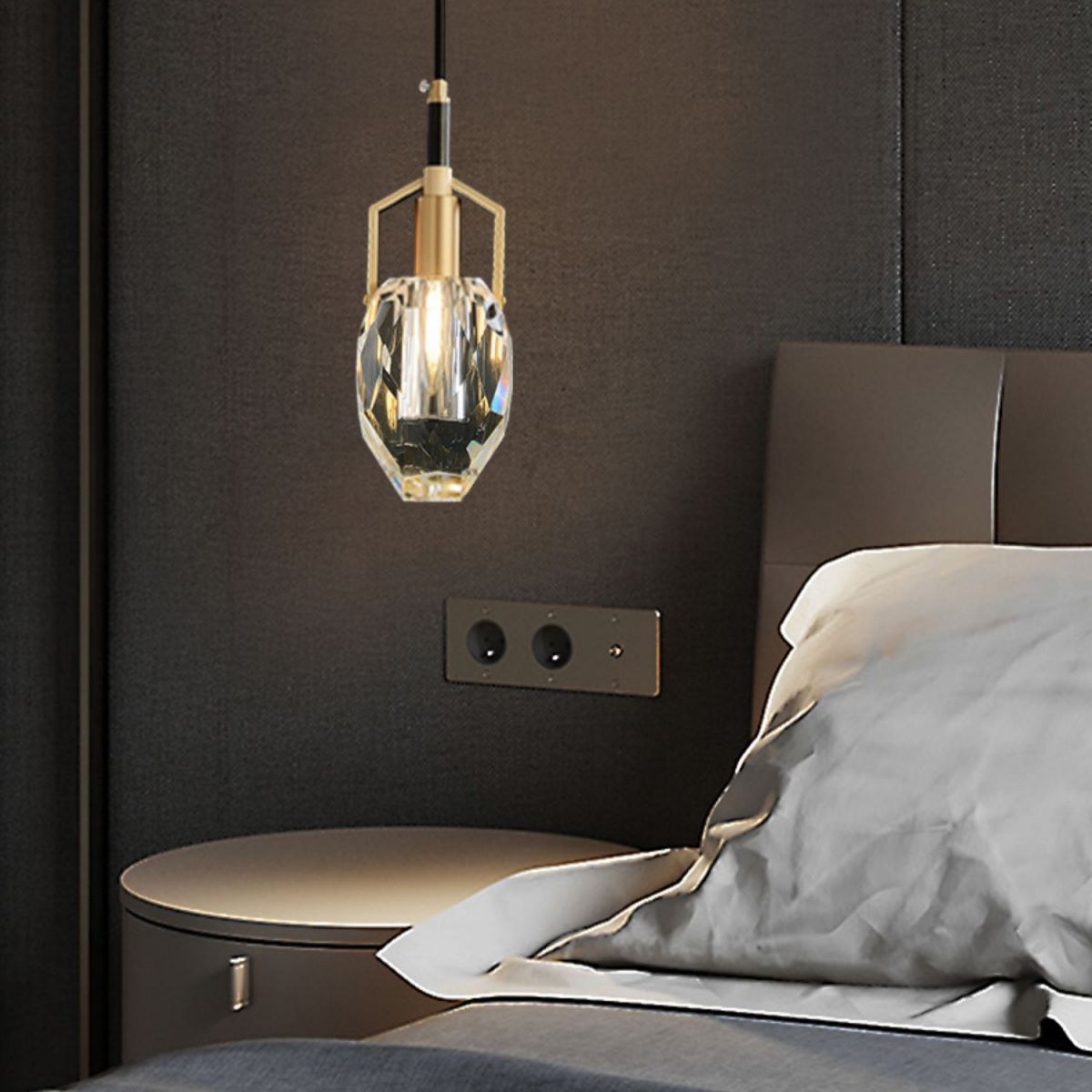 Crystal Geométric Pendant Light Modern Model Affigie Simplicité Légères suspendues 1 Lumière