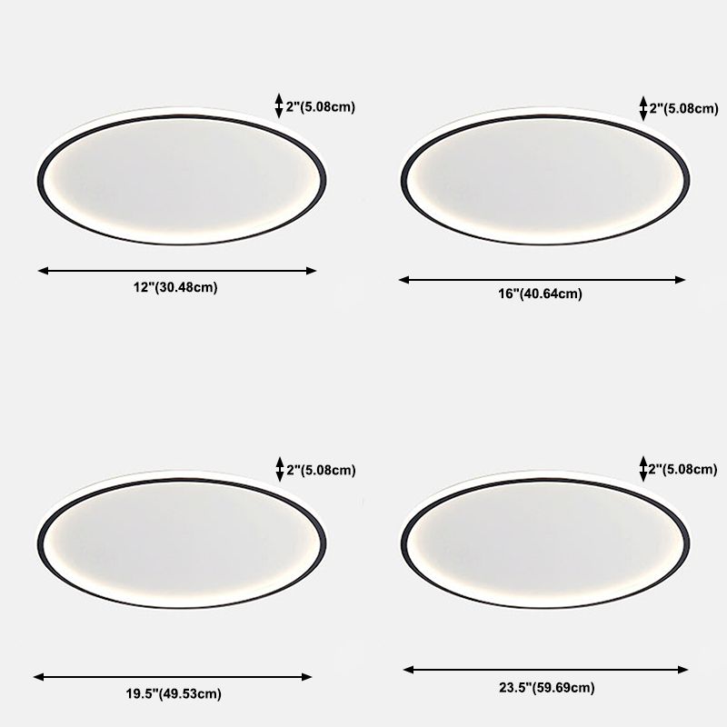 Circular Flush Ceiling Light Fixture Modern Metal LED Black Flush Mount Light Fixture