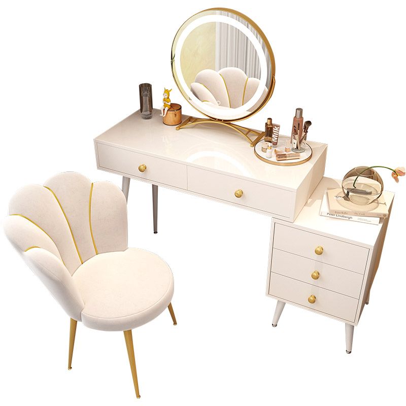 Modern White Solid Wood Makeup Vanity Desk Bedroom Vanity Dressing Table Set