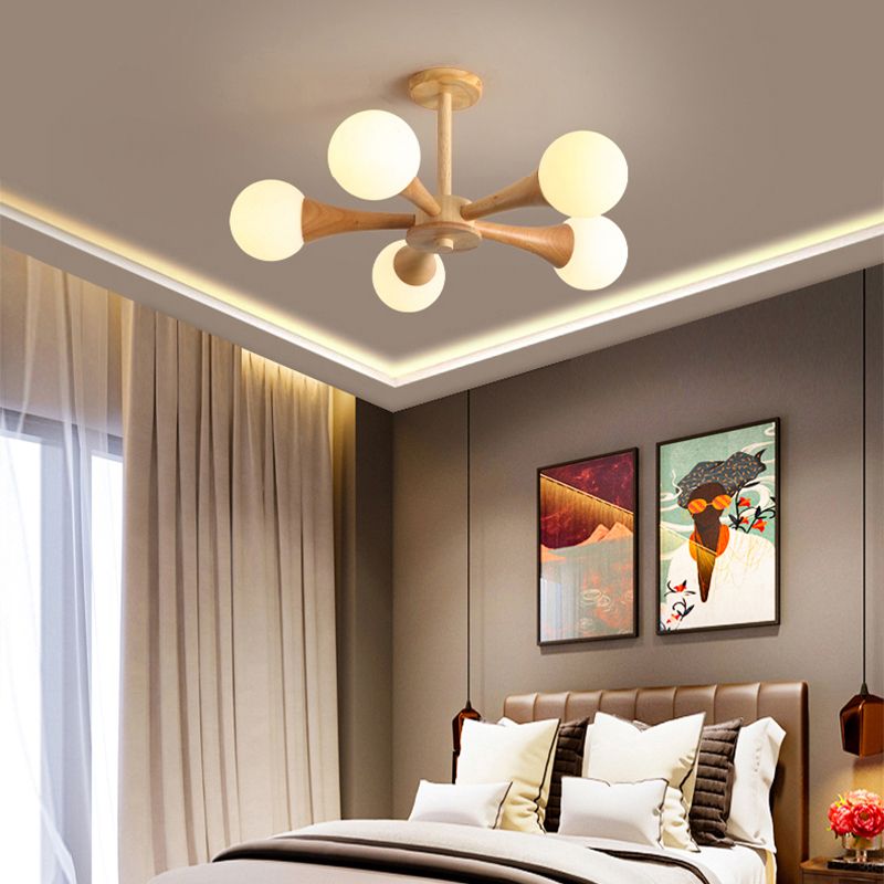 Globe Kronleuchterleuchten moderne Multi-Head-Kronleuchterlampe mit Glasschatten