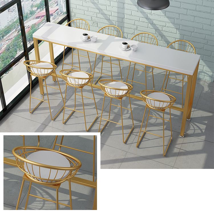 Glam Rectangle Bar Pub Table Set 1/2/5/9 Pieces White and Gold Counter Set