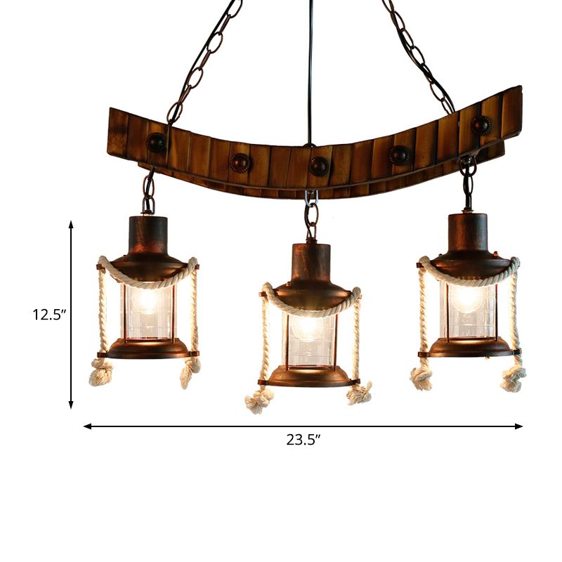 Verre en verre noir brun foncé lustre Lightern Lantern 3 lumières Aymand de plafond suspendu pour cuisine