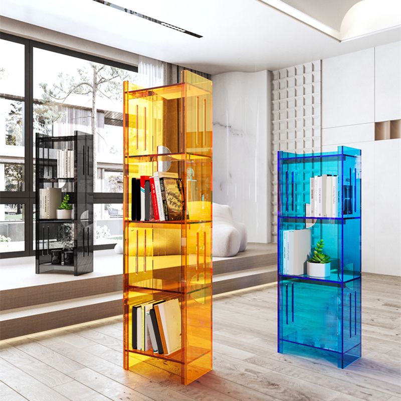 Modern Style Closed Back Bookshelf Standard Acrylic Bookcase with Rectangular Shelves