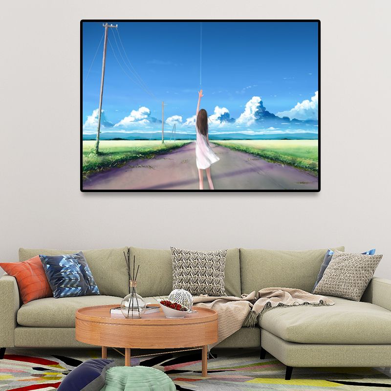 Prayed Girl Along Field Canvas Textured Living Room Wall Art Decor, Multiple Size Option