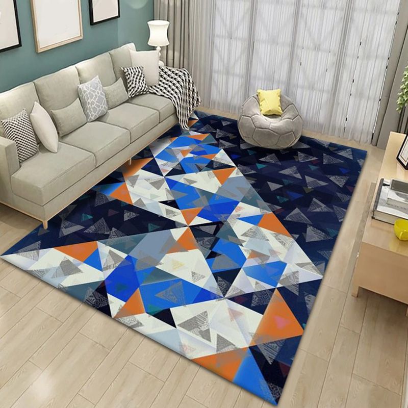 Grey Modern Rug Polyester Hexagon Rug Washable Rug for Drawing Room