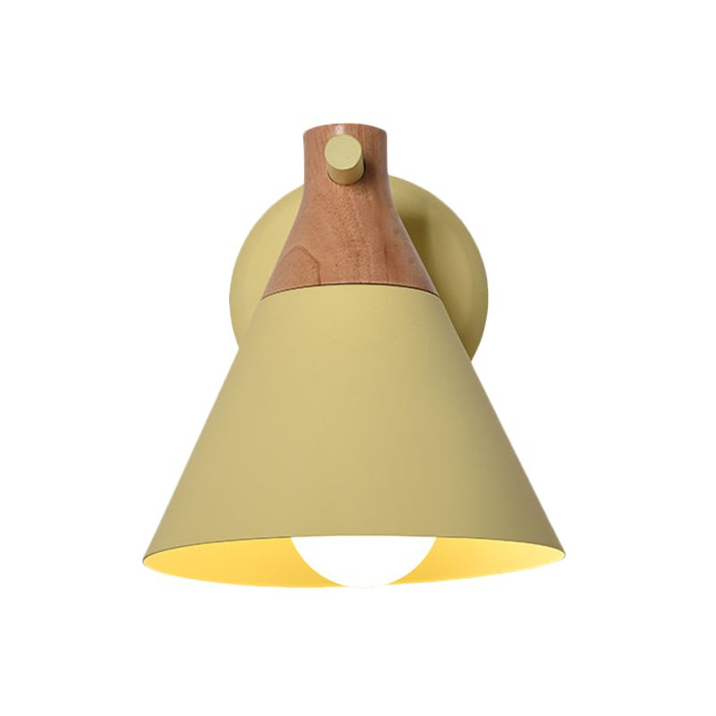 Macaron -stijl ondertint wandlicht Conische schaduw 1 kop metalen wandlamp voor keukengang