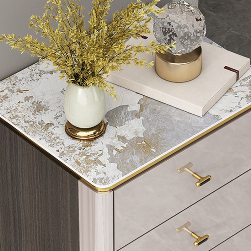 Glam Vertical Lingerie Chest Stone Storage Chest with Drawers for Bedroom