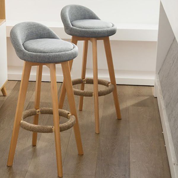 Contemporary Wood Stool Backrest Fabric Counter Stool for Restaurant