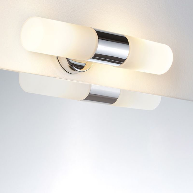 Cylinder Shape Vanity Lamp Modern Style Metal 2 Lights Bath Light in Sliver