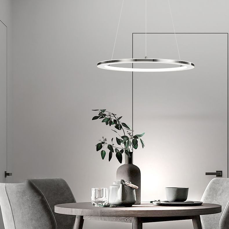 Circular 1-Light Hanging Light Fixtures Modern Style Metal Chandelier Pendant Light