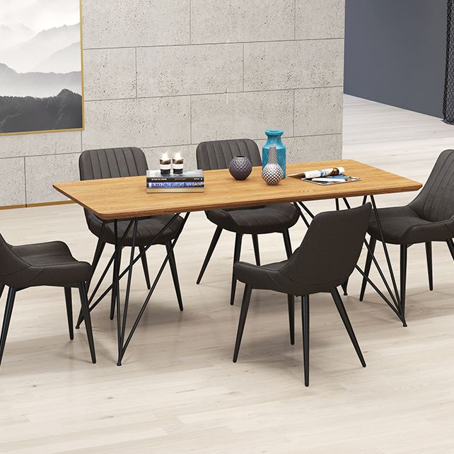 Metal Frame Dining Side Chair Faux Leather Upholstered Side Chair