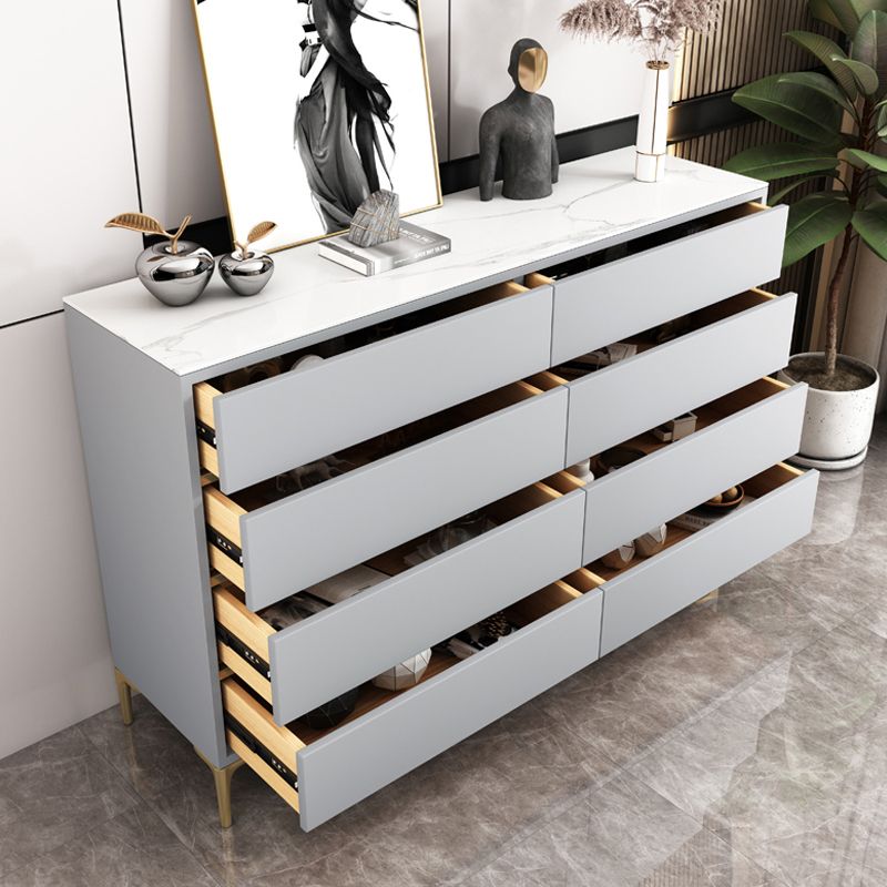 Glam Stone Storage Chest Bedroom Horizontal Chest with Drawers
