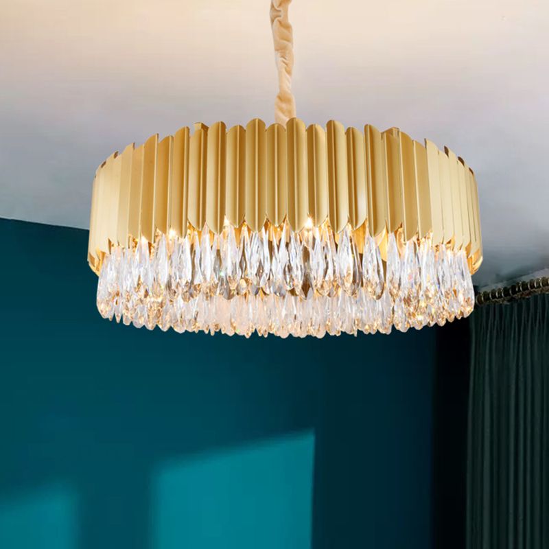 Luz de la sala de estar en forma de oval Cristal de cristal Simplicidad de goteo Luz colgante de la luz