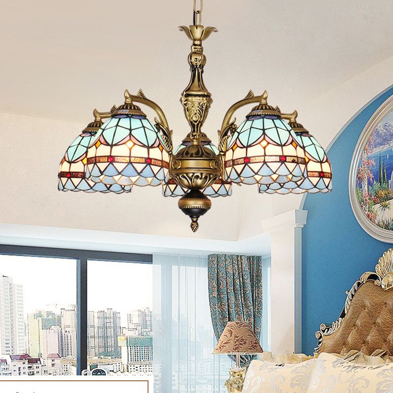 Blu 5/9/11 Luci lampadario Lampada Tiffany Cut Glass Coled Shade Sospension Ciondolo