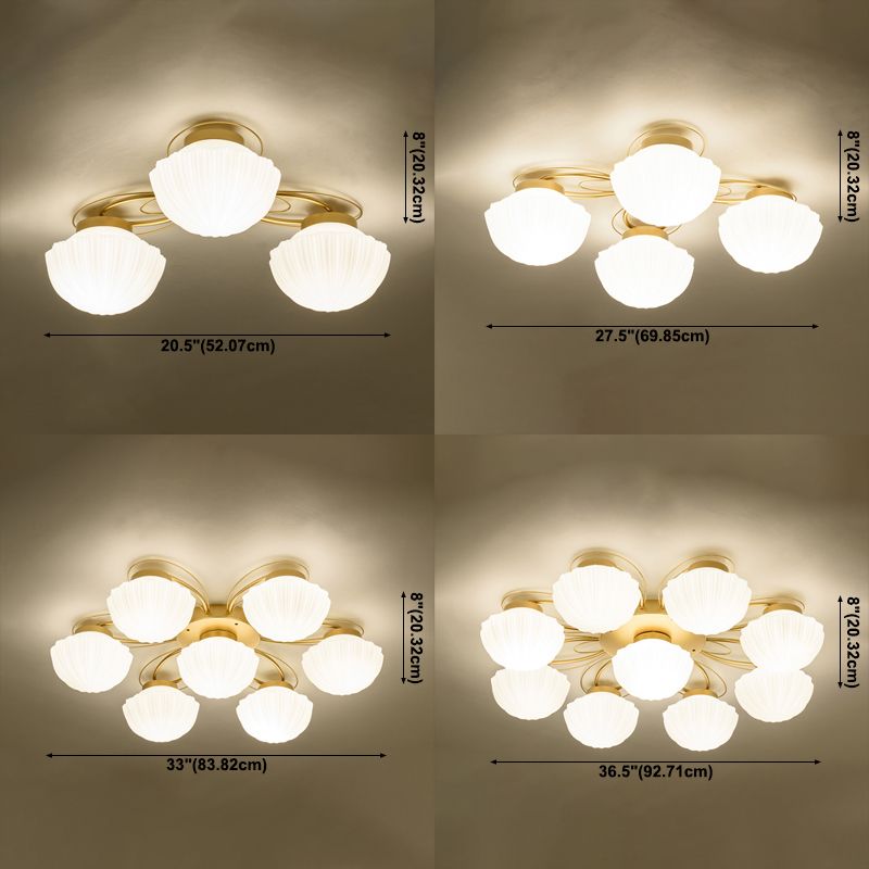 Zeitgenössische Kuppel-Einbauleuchte aus Glas in Gold