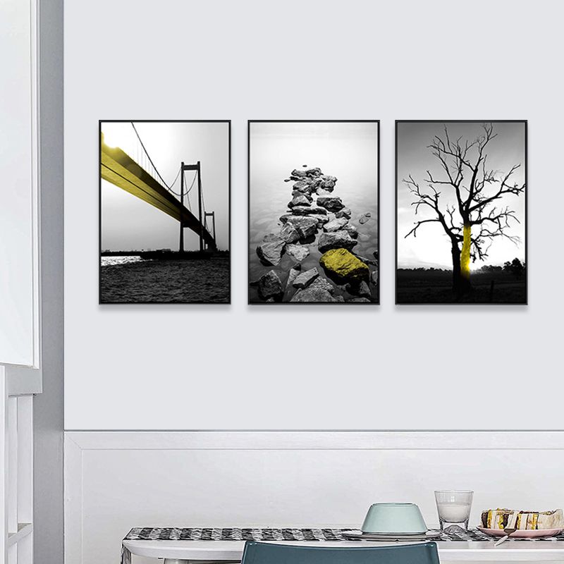 Soft Color Natural Landscape Painting Multi-Piece Art Print for Bedroom, Set of Three