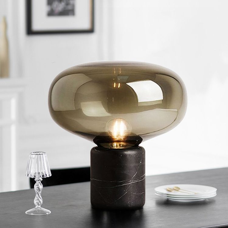 Cilindrische marmeren basistafellamp postmoderne stijl ovaal glas nachtkastje licht voor slaapkamer woonkamer