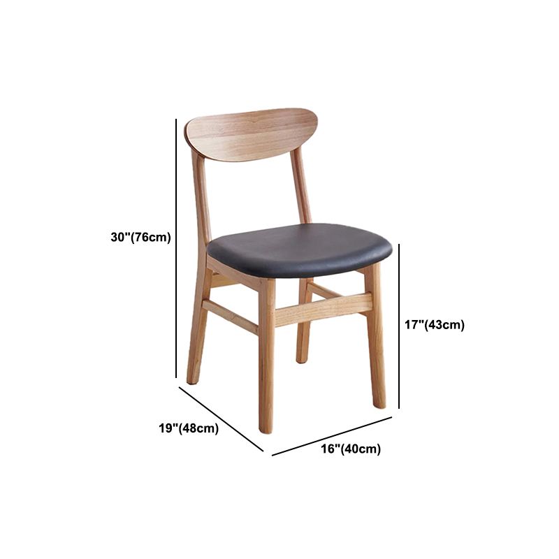 Contemporary Wood Dining Chair Open Back Dining Side Furniture in Matte Finish Indoor