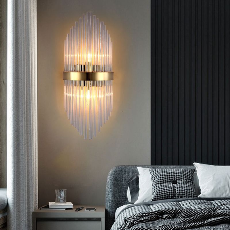 Clear Crystal 3 - Light Wall Mounted Sconce in Black / Gold Modern Wall Light