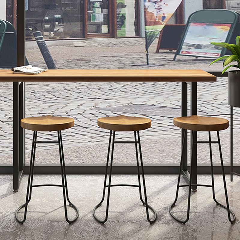 Modern Backless Counter-height Stool with Solid Wood and Metal