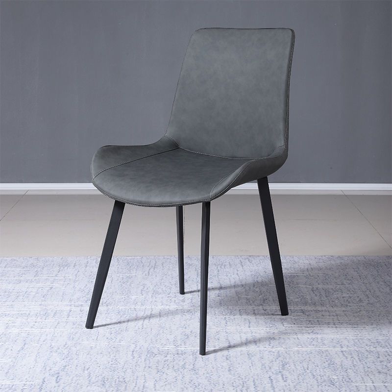 Faux Leather Dining Chairs Modern Style Side Chair with Black Legs