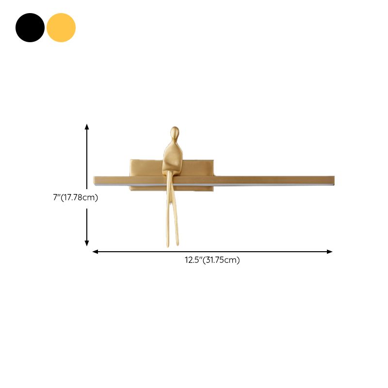 LED Modern Metal Wall Sconce Linear Shape Wall Light with Acrylic Shade for Bedroom