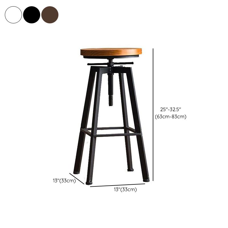 Modern Backless Barstool Wooden Counter Bar Stool with Metal Legs