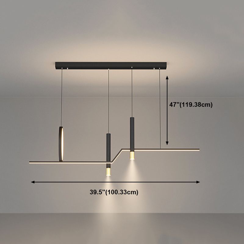 Nordic Metal Island Light Geométrico 39.5 "de ancho Multi Light Island Colgante para comedor