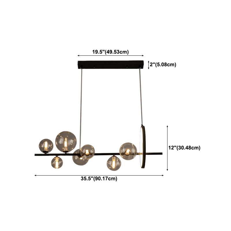 Simple Glass Hanging Island Light Metal LED Hanging Lighting Fixture for Sitting Room