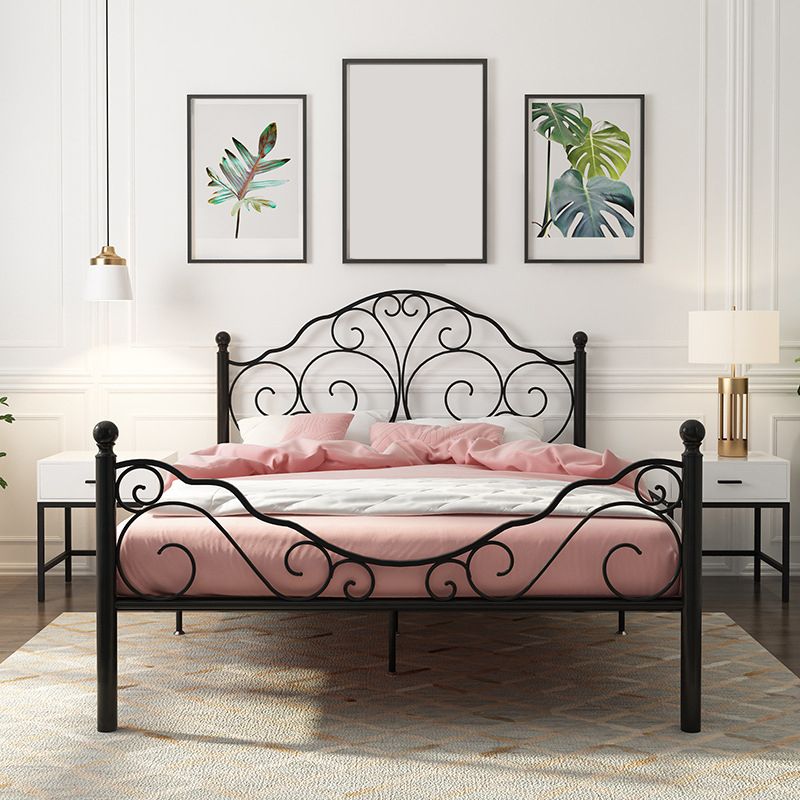 Glam Open-Frame Bed with Iron Headboard and Footboard 49.21" High