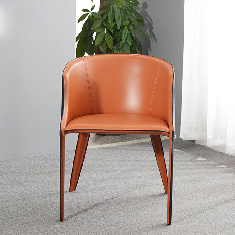 Faux Leather Kitchen Dining Chair Arm Chair in Orange and Black