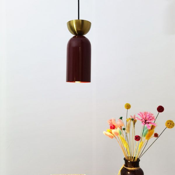 Zylindrische kleine Anhängerlampe postmoderne Metall 1 Kopf Esszimmer Deckenleuchte