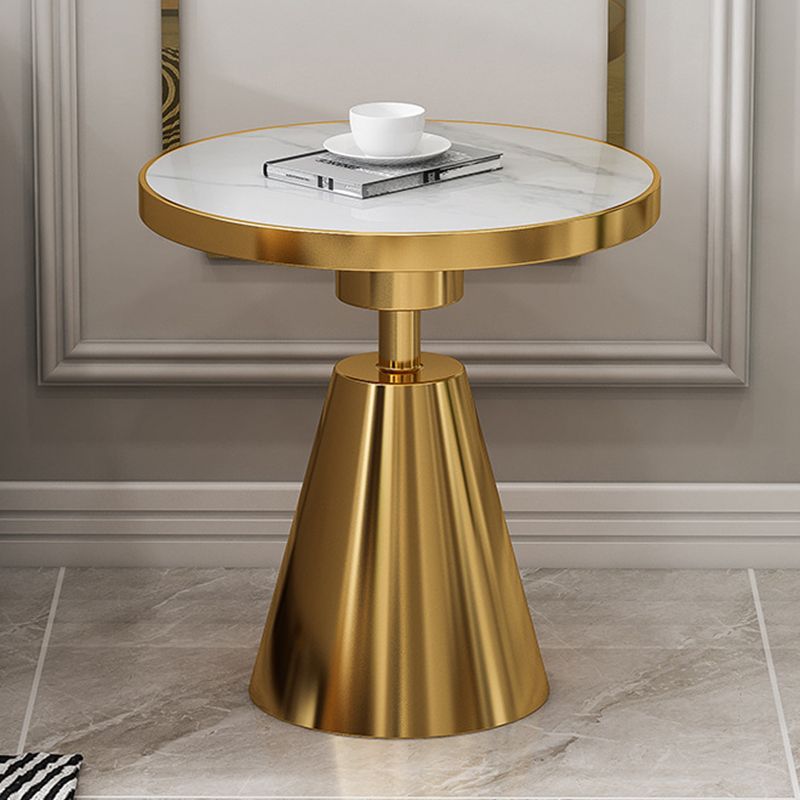 Glam Round Modern Block Side Table Sintered Stone Pedestal End Table