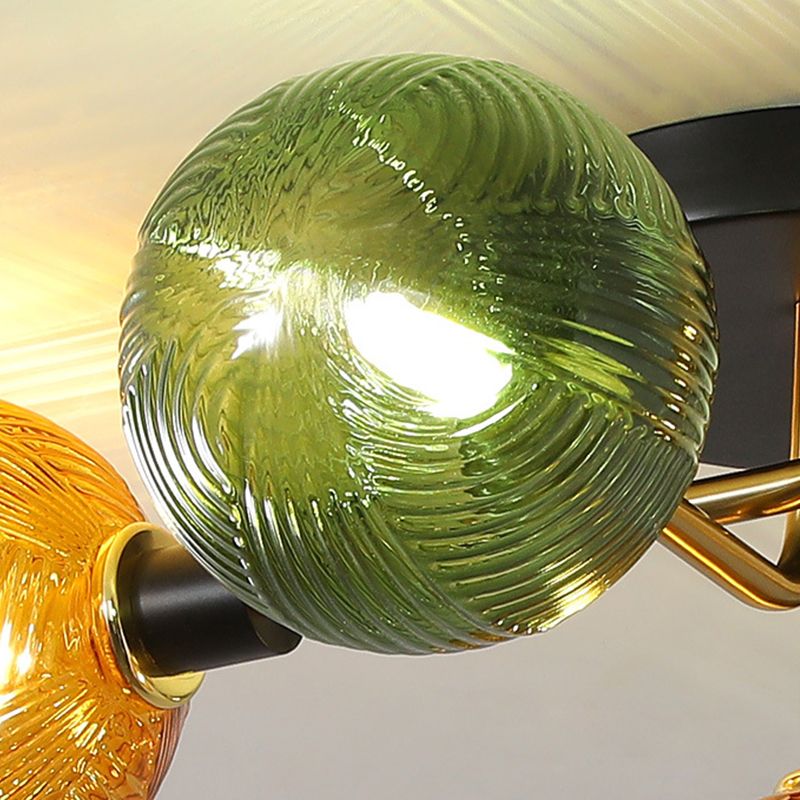 Luz de techo de bola de vidrio Luz de montaje de semi descarga posmoderna para sala de estar para sala de estar