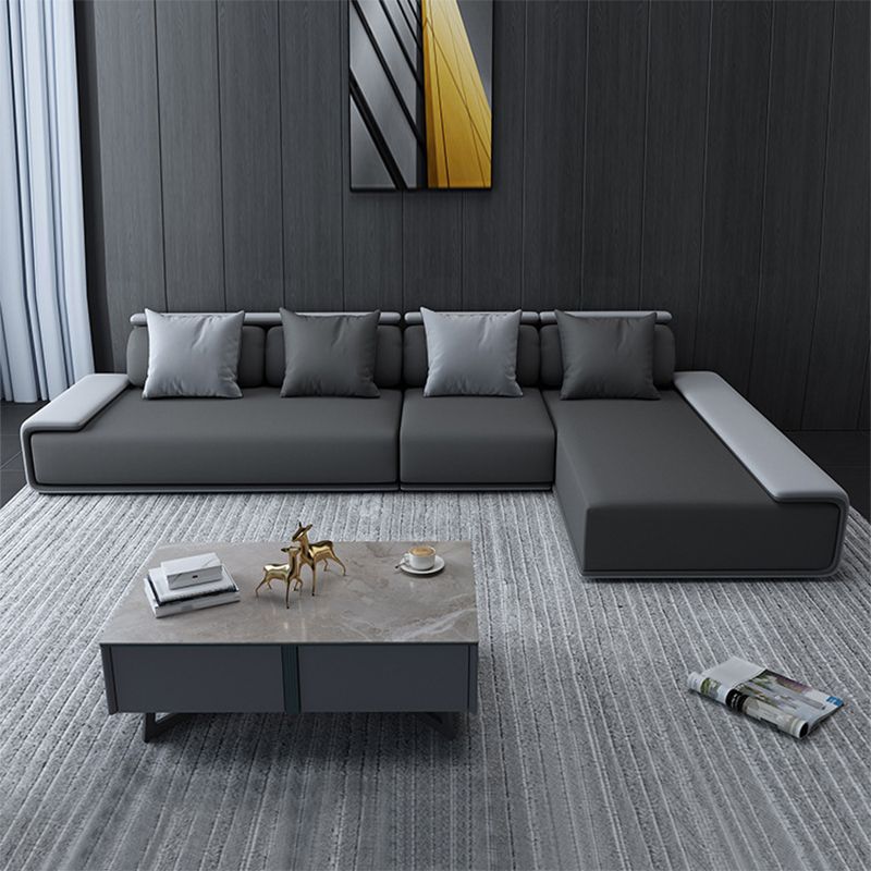 Faux leather Grey Sectional Armless Stain-Resistant Sectional for Living Room