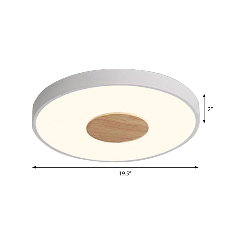 Round Flush Mount Ceiling Light Nordic Iron 1 Head Pink/Blue/White Lighting Fixture for Bedroom, 12"/16"/19.5" Width