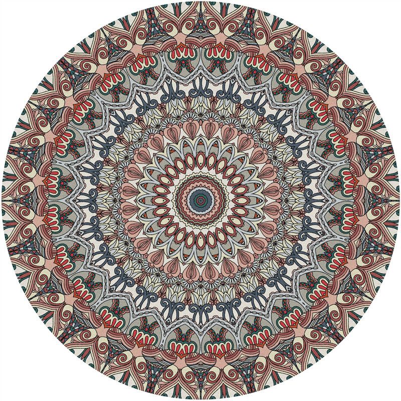 Brown Shabby Chic Rug Polyester Tribal Pattern Carpet Non-Slip Area Rug for Home Decor