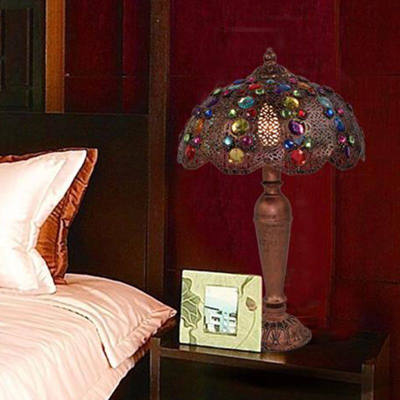 1 lampadina da tavolo da notte art deco cupola lampada da comodino in rosso in rosso/giallo/verde per soggiorno