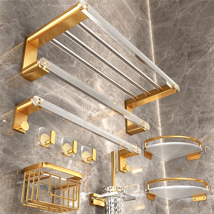Modern Golden Bathroom Accessory As Individual Or As a Set with Bath Shelf