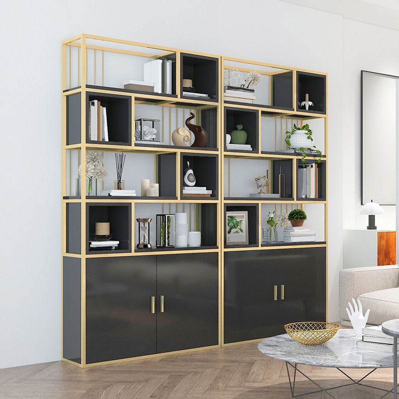 Glam Metal and Wood Shelf Bookcase Open Floor Book Shelf for Home