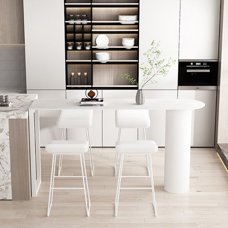 Stone Counter Table Iron Base 42-inch Height Contemporary Bar Table for Island