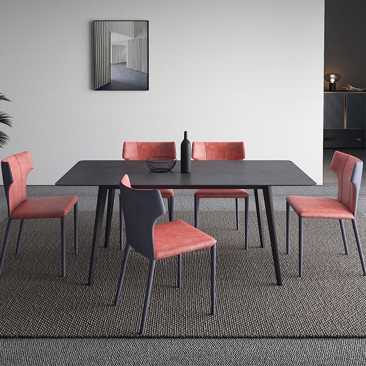 Sintered Stone Black Dining Table Industrial 4 Legs Table for Dining Room