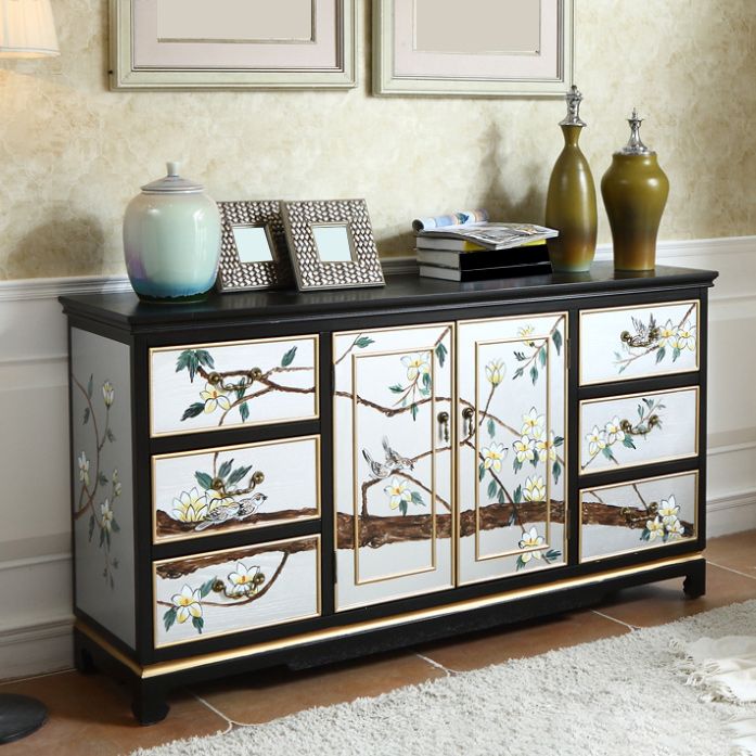 Solid Wood Traditional Storage Chest Horizontal Chest for Bedroom