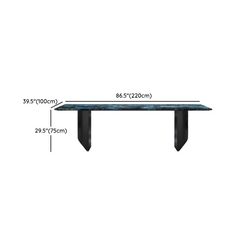 Contemporary Style Rectangle Marble Dinner Table with Double Pedestal