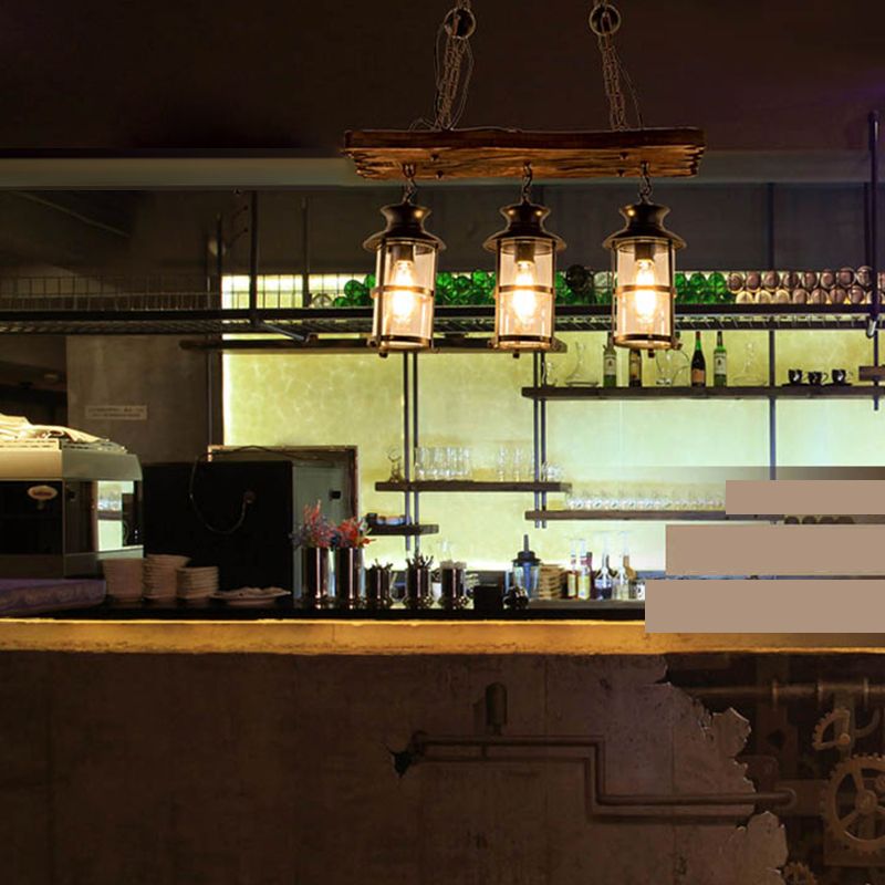 Legno 3 luci appese a luci di biliardo lanterna Luci a sospensione nautica per l'isola della cucina