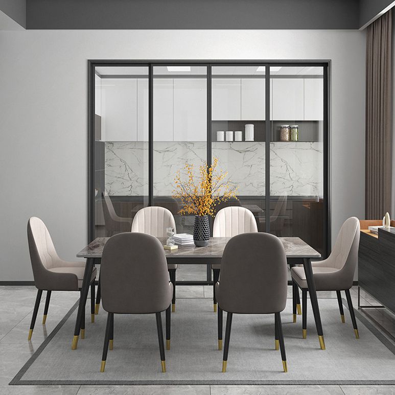 Glam Style Sintered Stone Dining Set Rectangle 1/5/6/7 Pieces Dining Set for Dining Areas