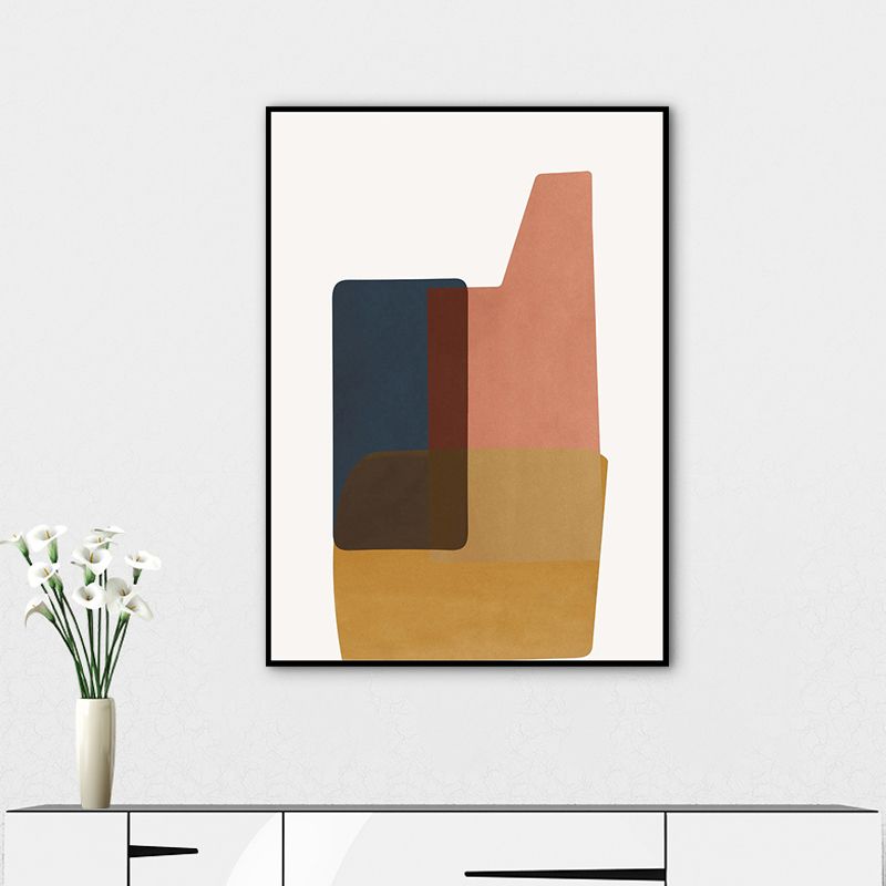 Illustration Bottle Wall Art Modern Abstract Canvas Print in Brown on White for Room