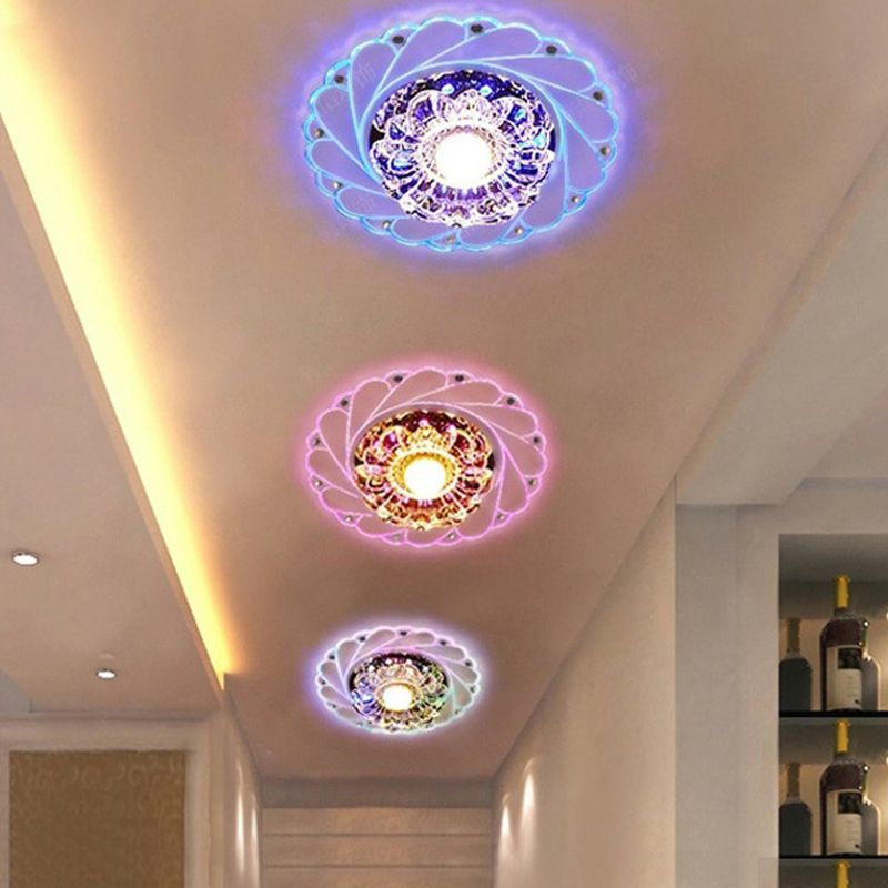 Clear Flower LED Flush Mount Light Simplicity Crystal Flush Monte Massimale Luce per Entryway