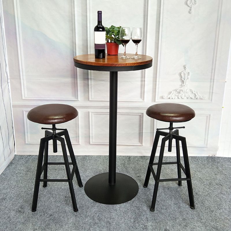Industrial Metal Barstool Faux Leather Upholstered Counter Stool in Matte Finish